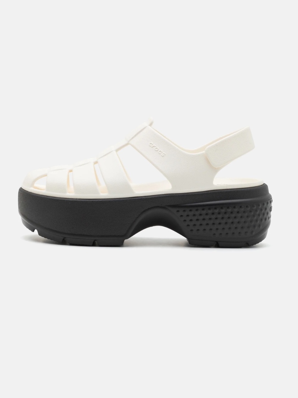 Crocs stomp fisherman black and white 7 platform